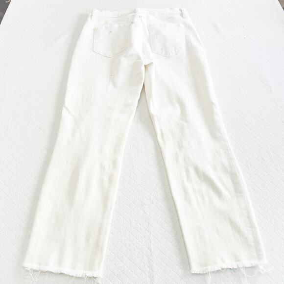 L'Agence Sada Cropped Slim High Rise White Denim Jeans Raw Hem Stretchy Size 30 - Picture 5 of 8